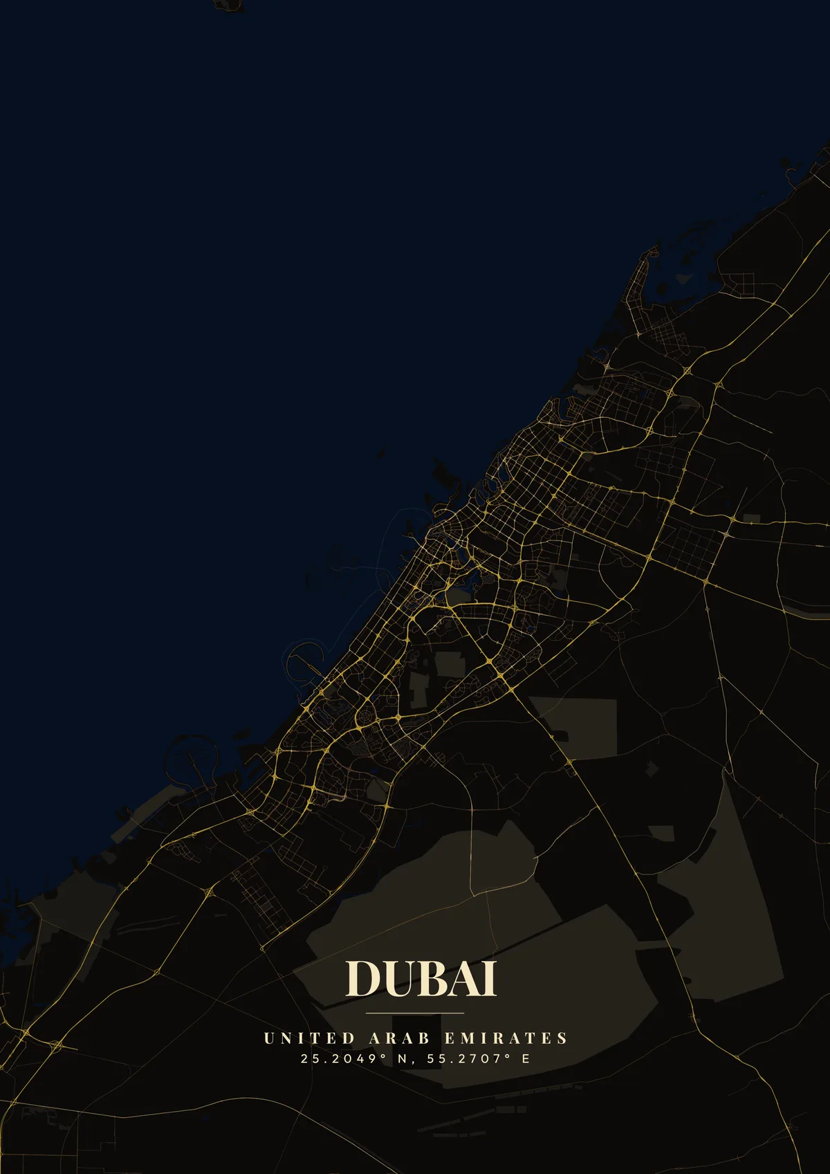Dubai Dark Gold map poster