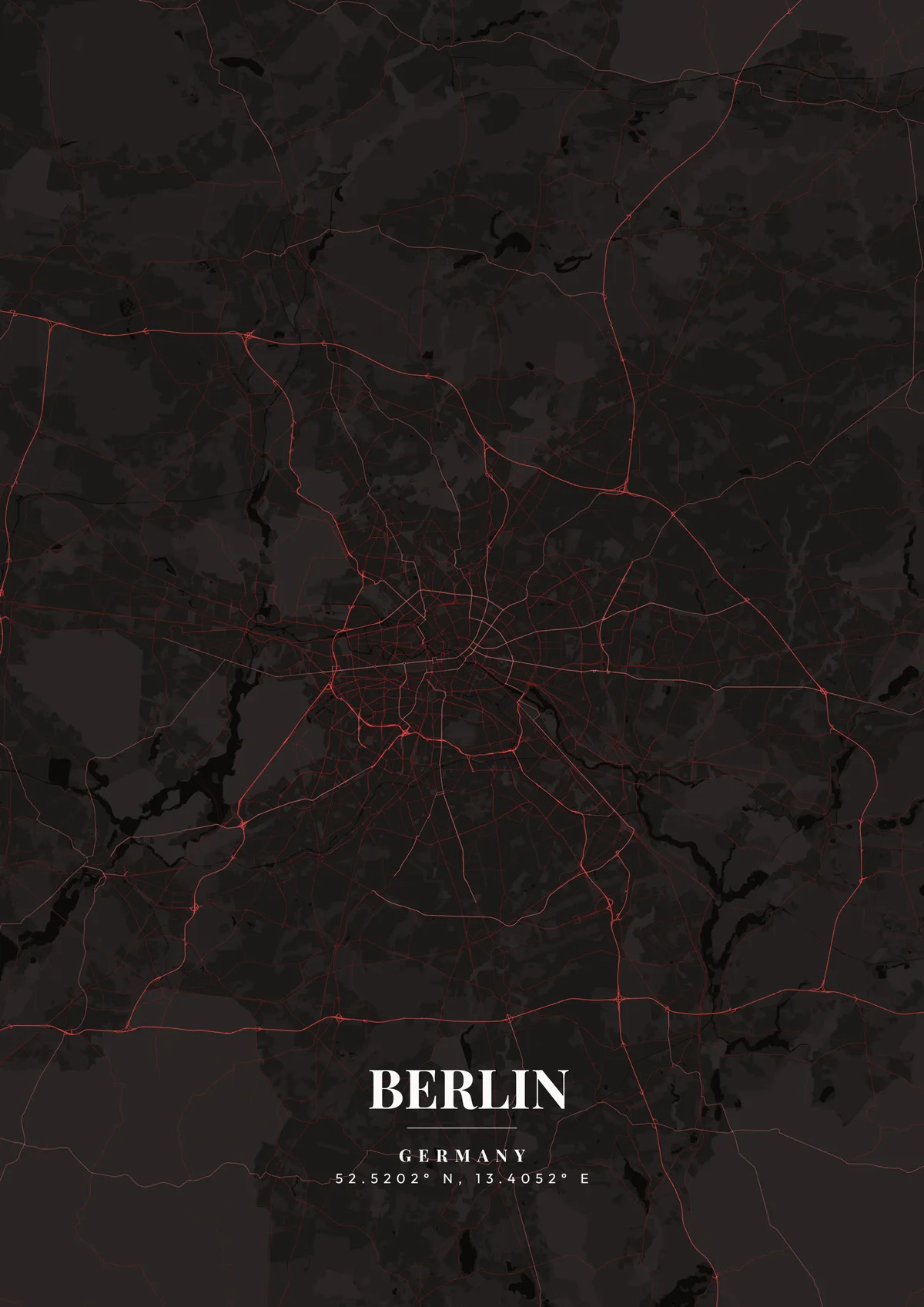 Berlin Volcanic Ash map poster