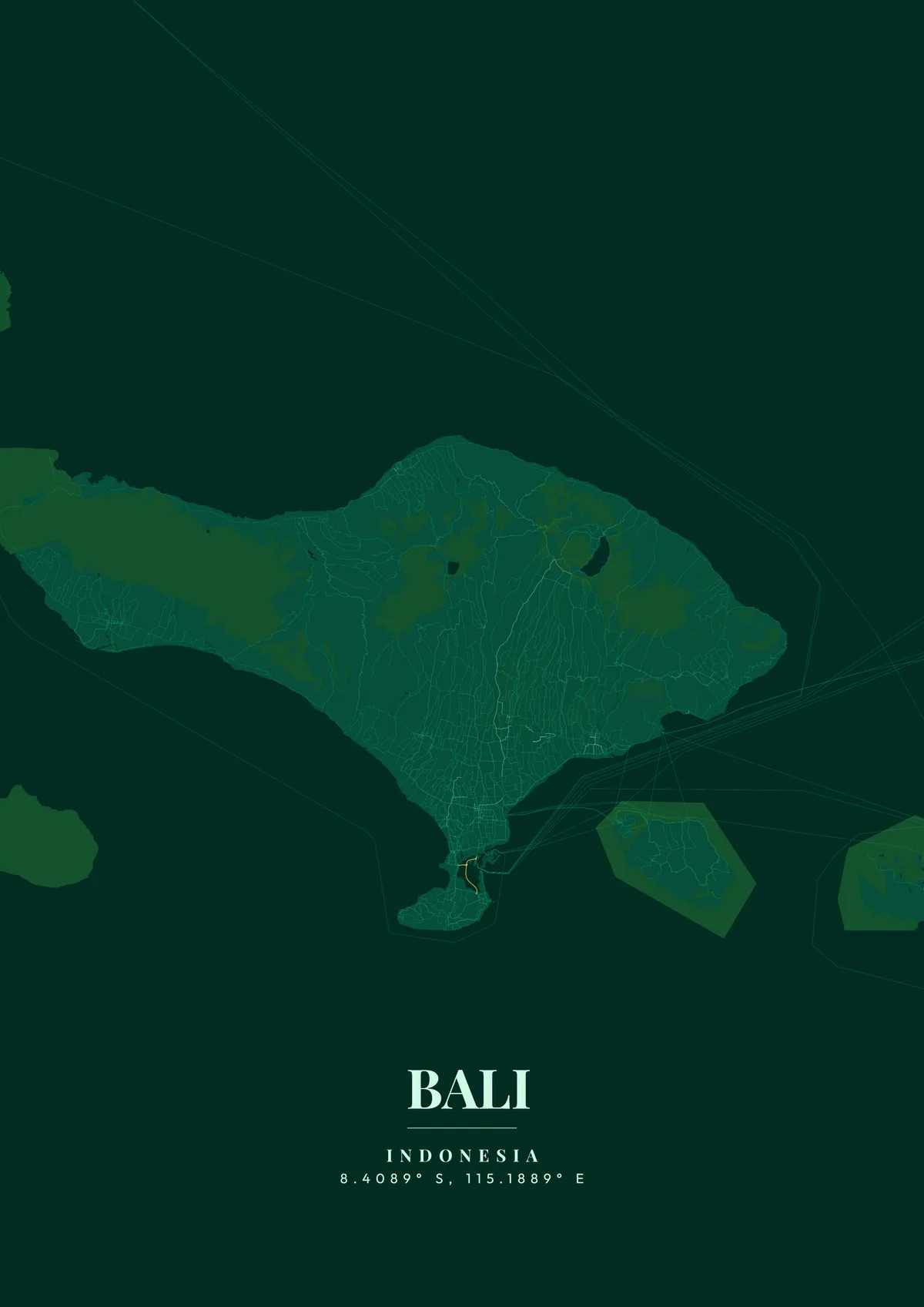 Bali Ancient Woodland map poster