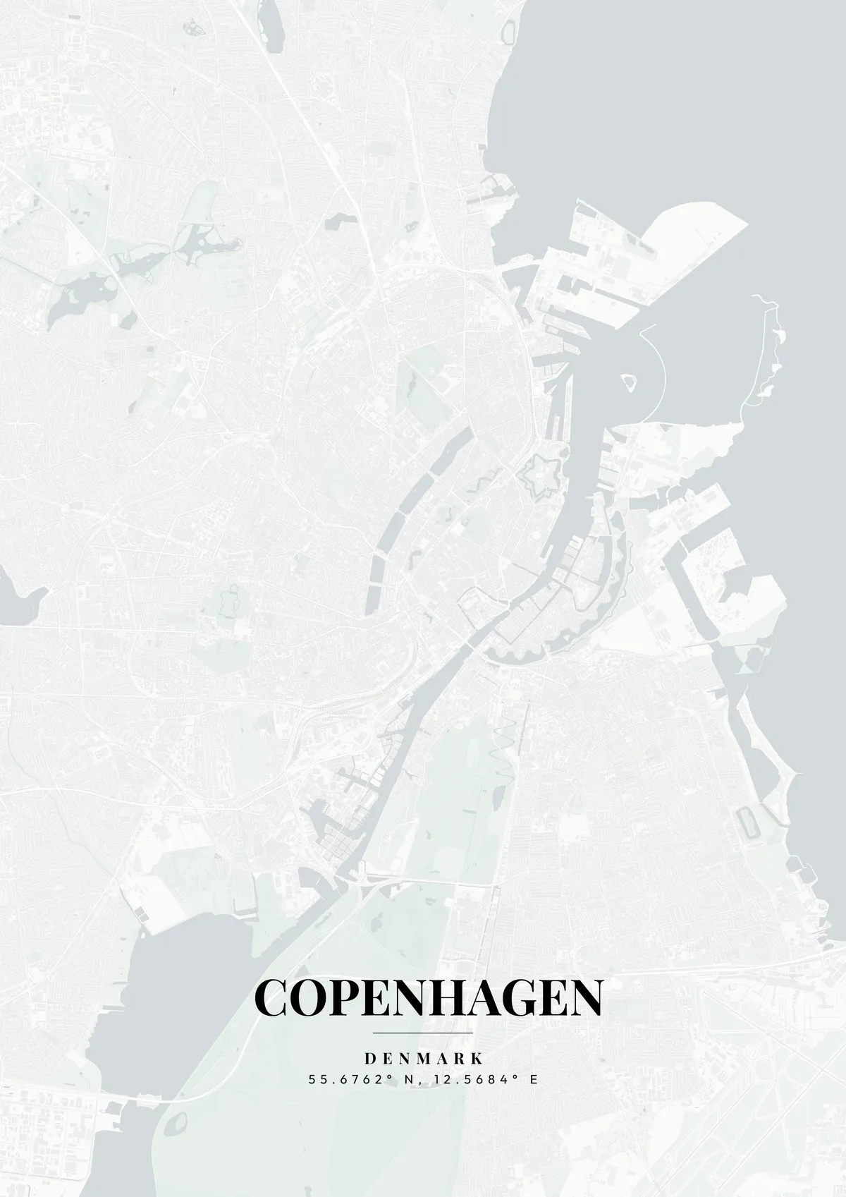 Copenhagen minimal map poster
