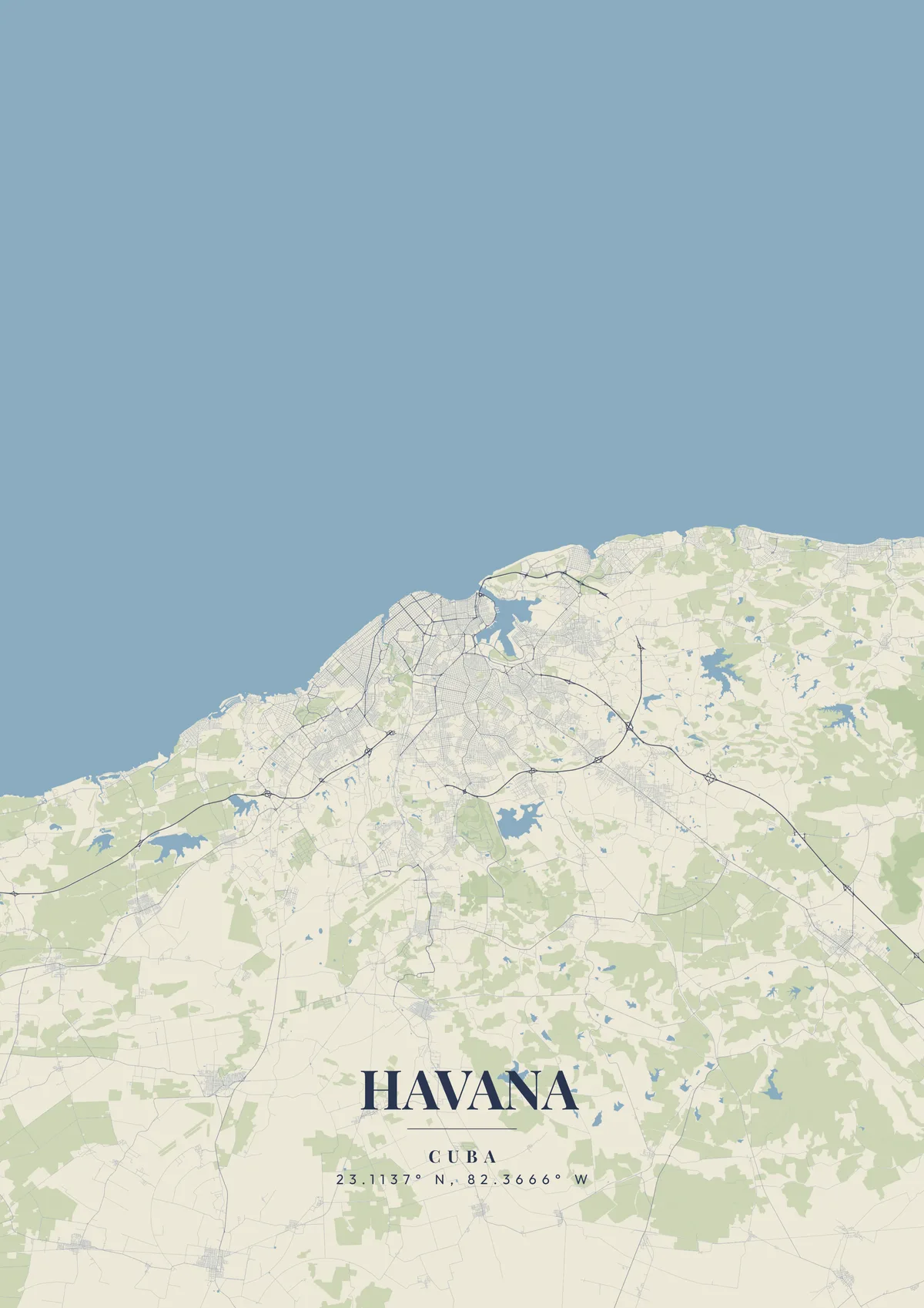Havana Vintage Atlas map poster