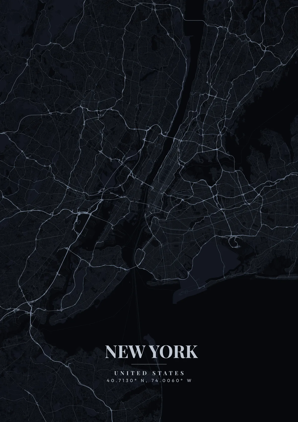 New York Obsidian Glass map poster