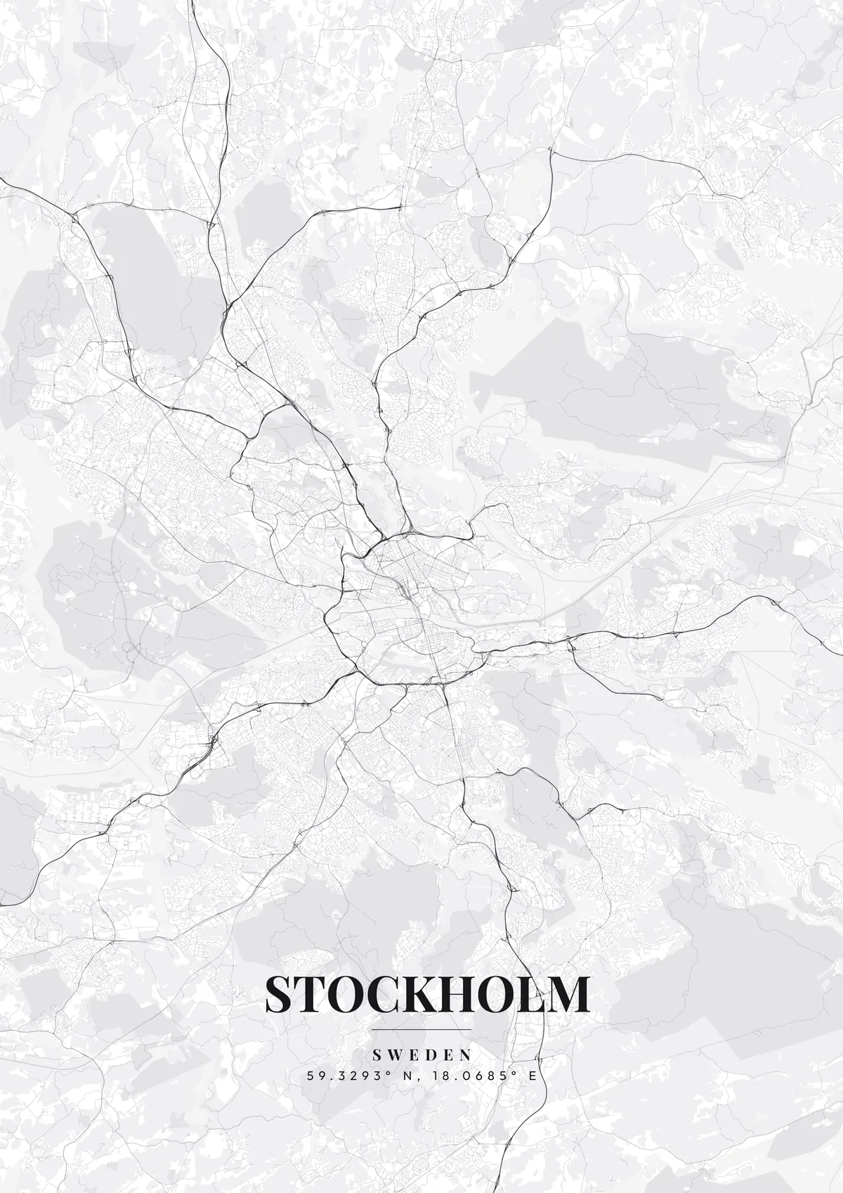 Stockholm Monochrome Pro map poster