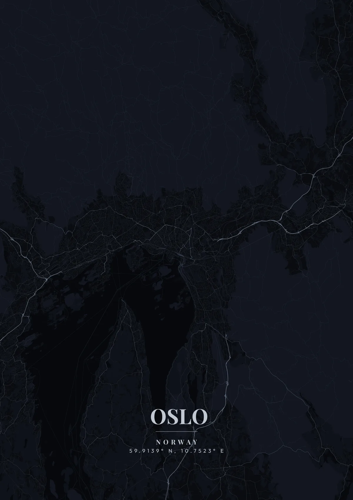 Oslo Obsidian Glass map poster