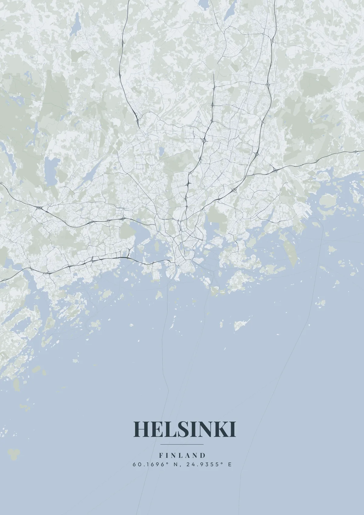 Helsinki Nordic Fjord map poster