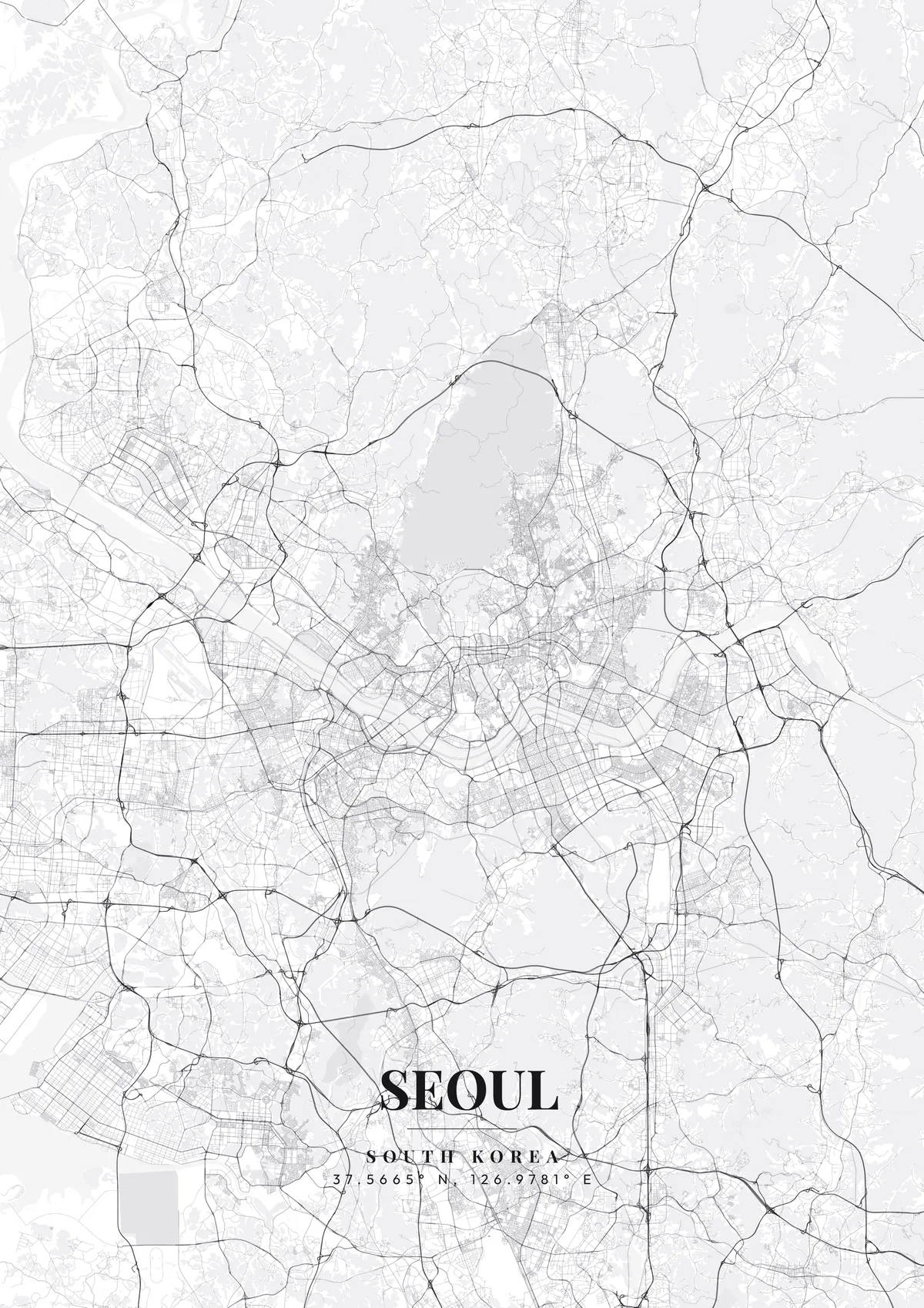Seoul Monochrome Pro map poster