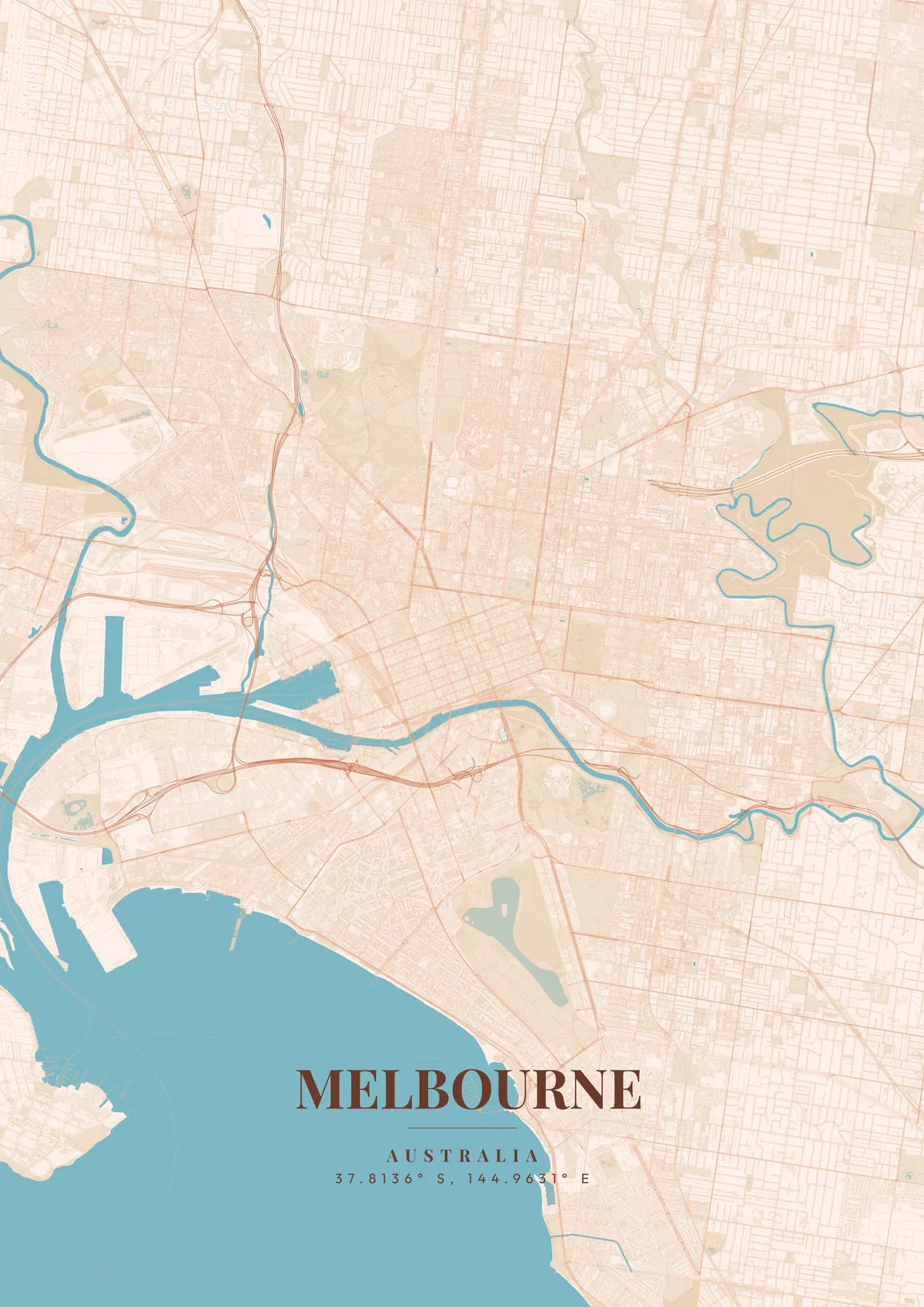 Melbourne Desert Mirage map poster