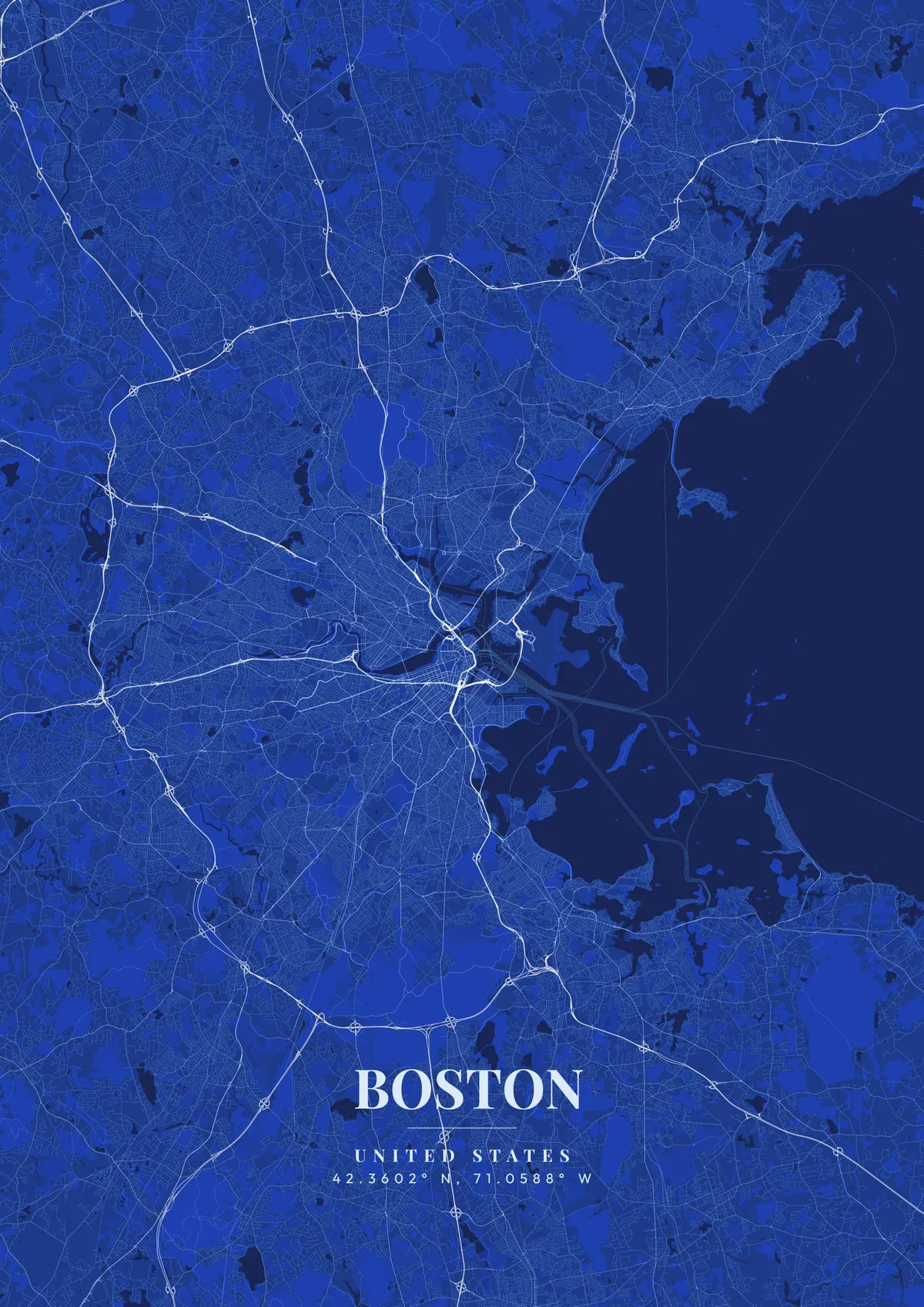 Boston Blueprint Classic map poster