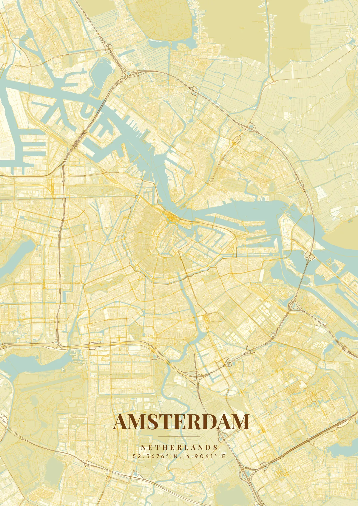 Amsterdam Golden Era map poster