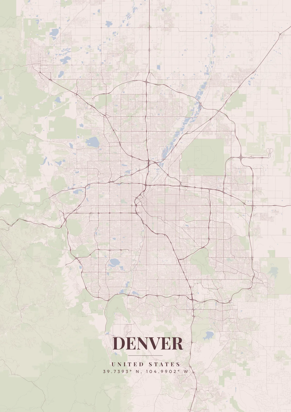 Denver Dusty Rose map poster