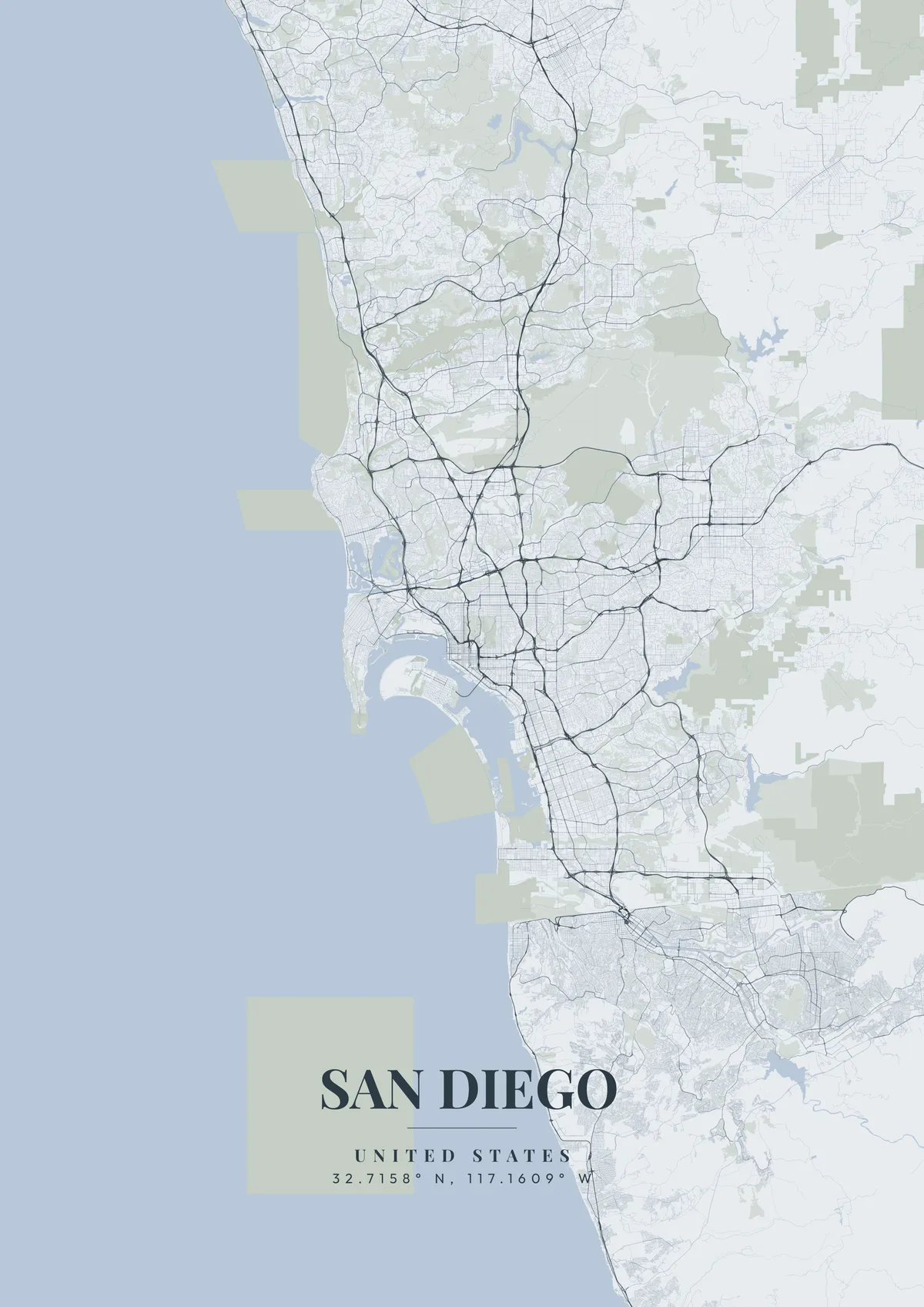 San Diego Nordic Fjord map poster