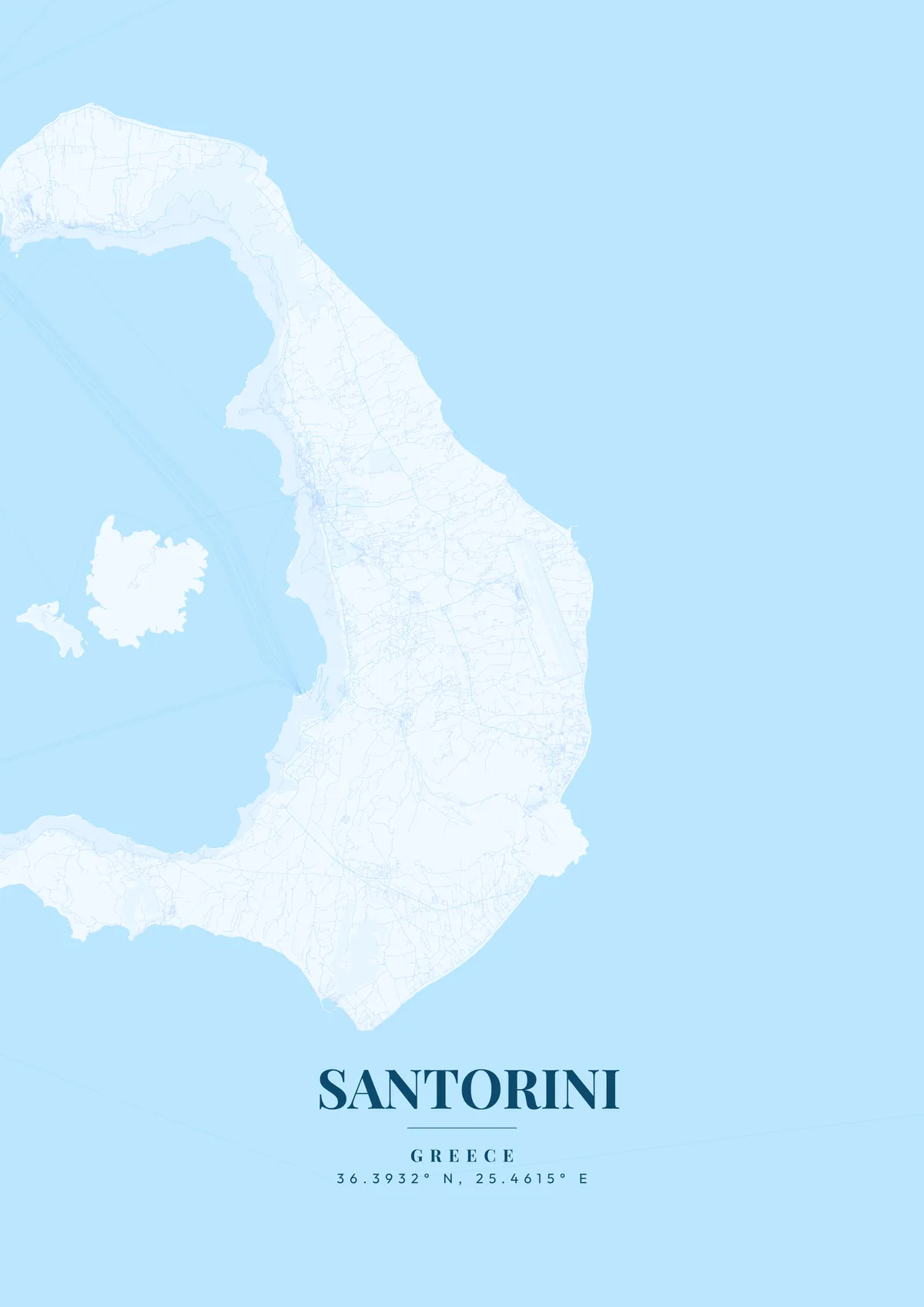 Santorini Arctic Frost map poster