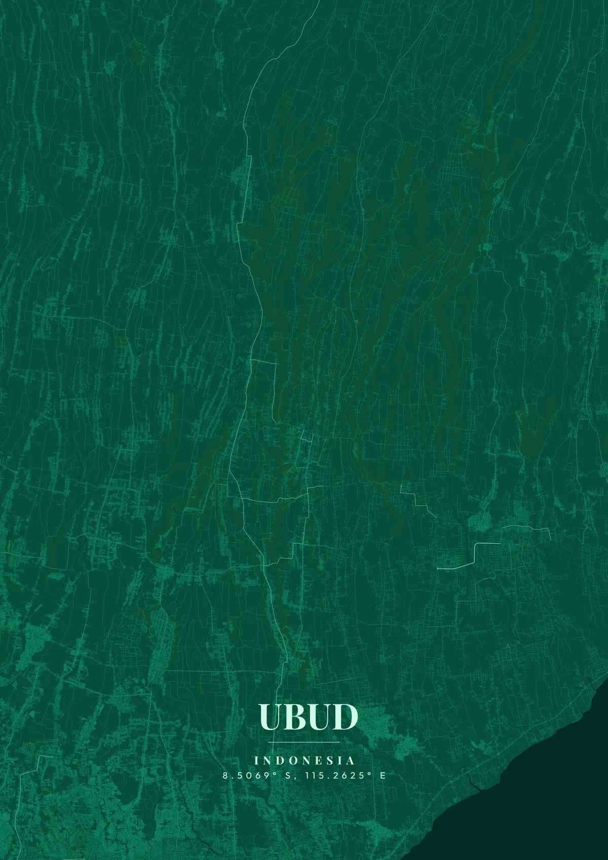 Ubud Ancient Woodland map poster
