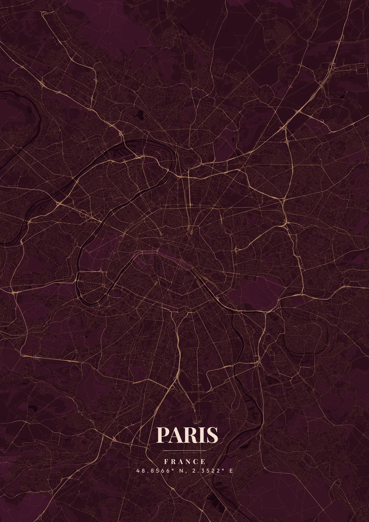 Paris Wine Country map poster
