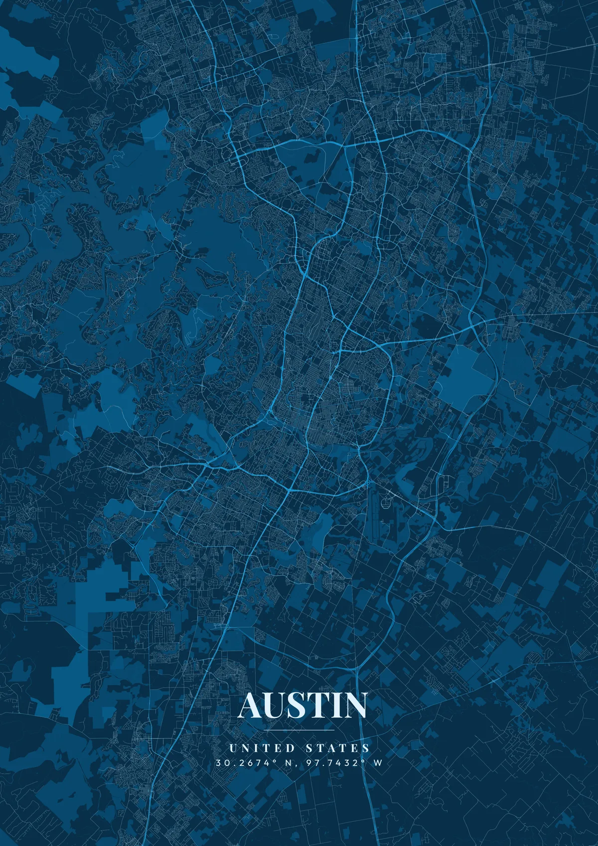 Austin Deep Ocean map poster