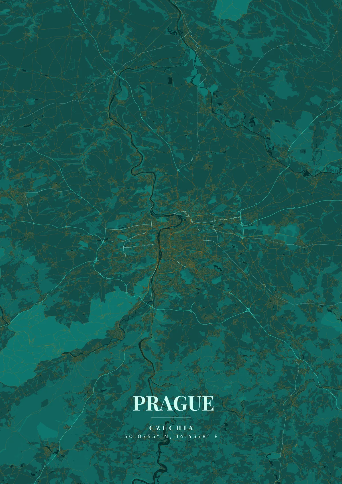 Prague Copper Patina map poster