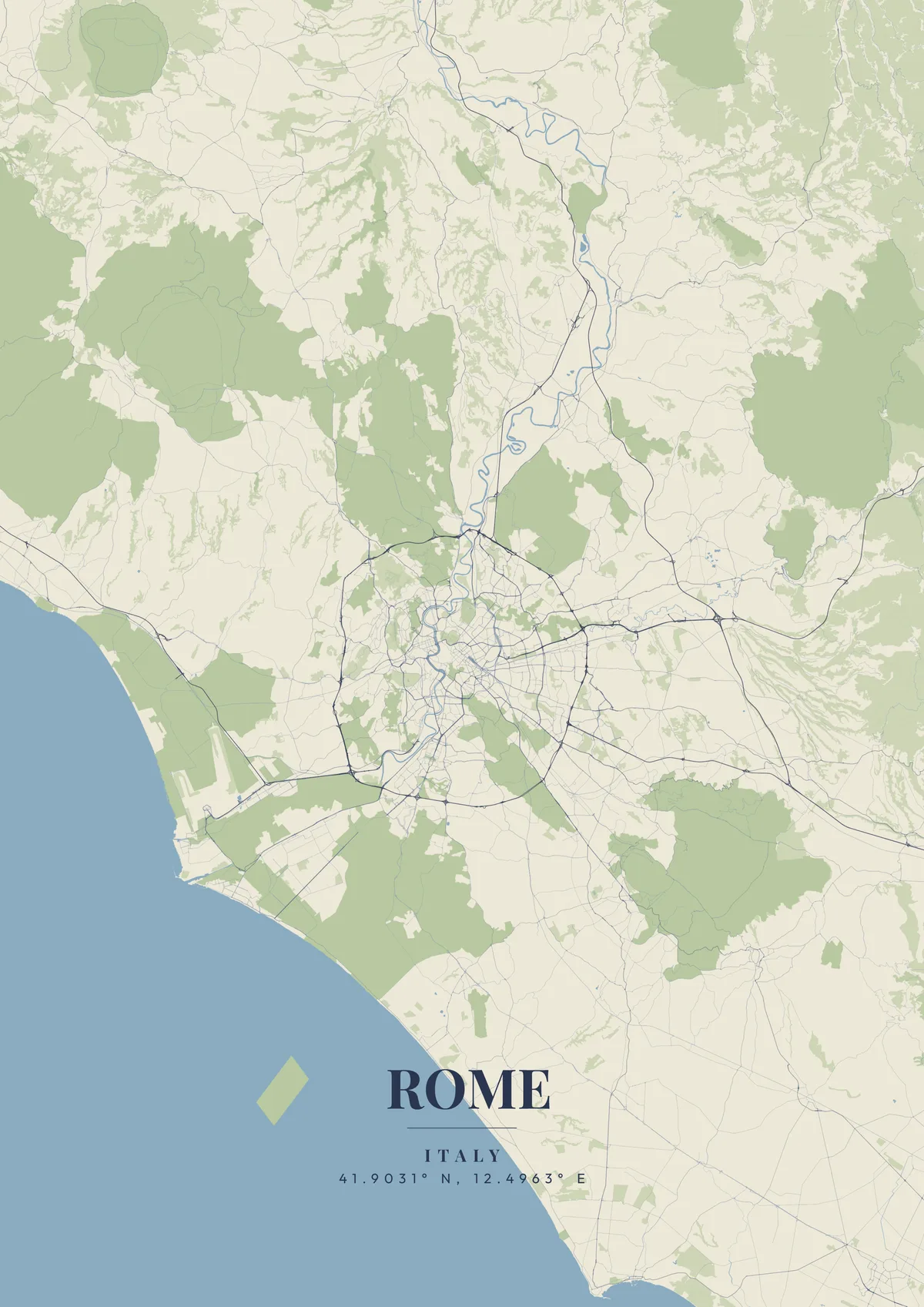 Rome Vintage Atlas map poster