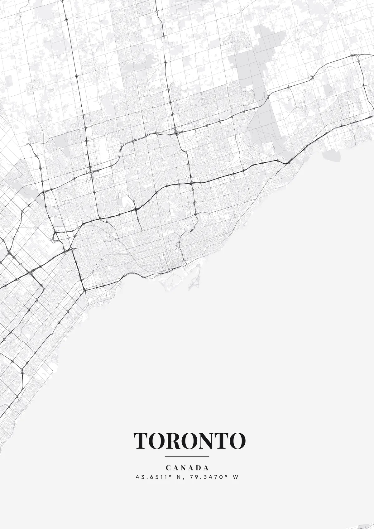 Toronto Monochrome Pro map poster