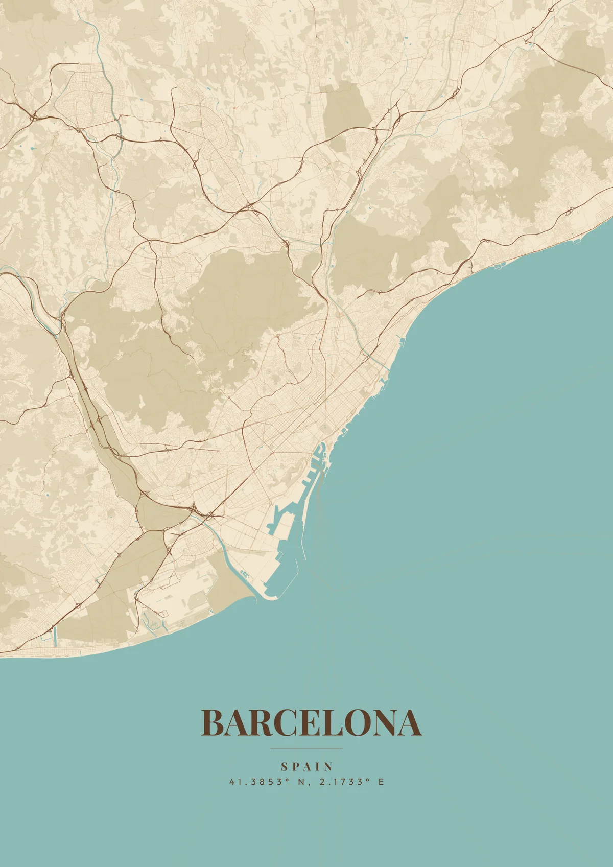 Barcelona Sandstone Arch map poster