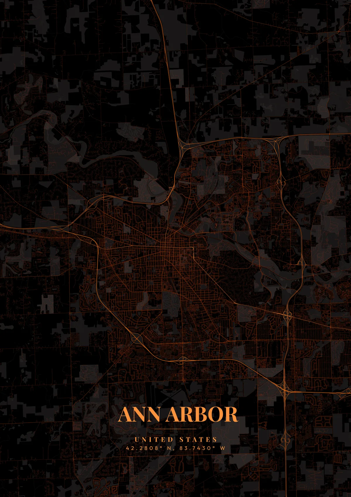 Ann Arbor Solar Flare map poster
