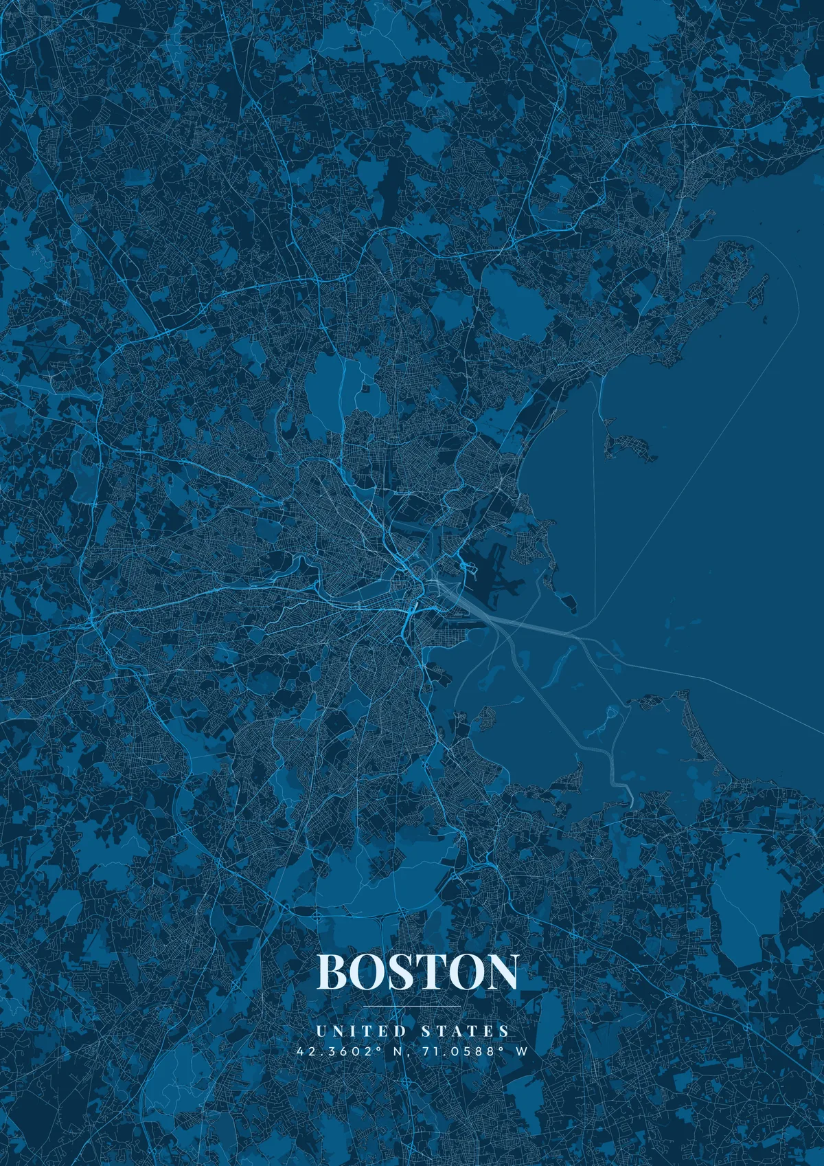 Boston Deep Ocean map poster