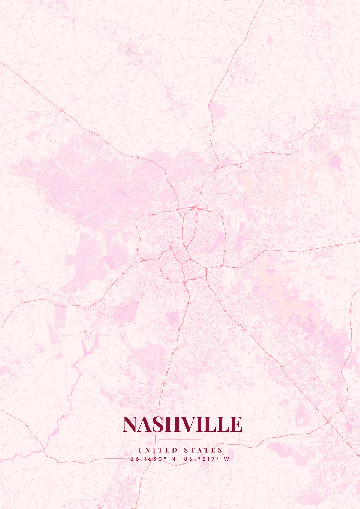 Nashville Sakura Bloom map poster
