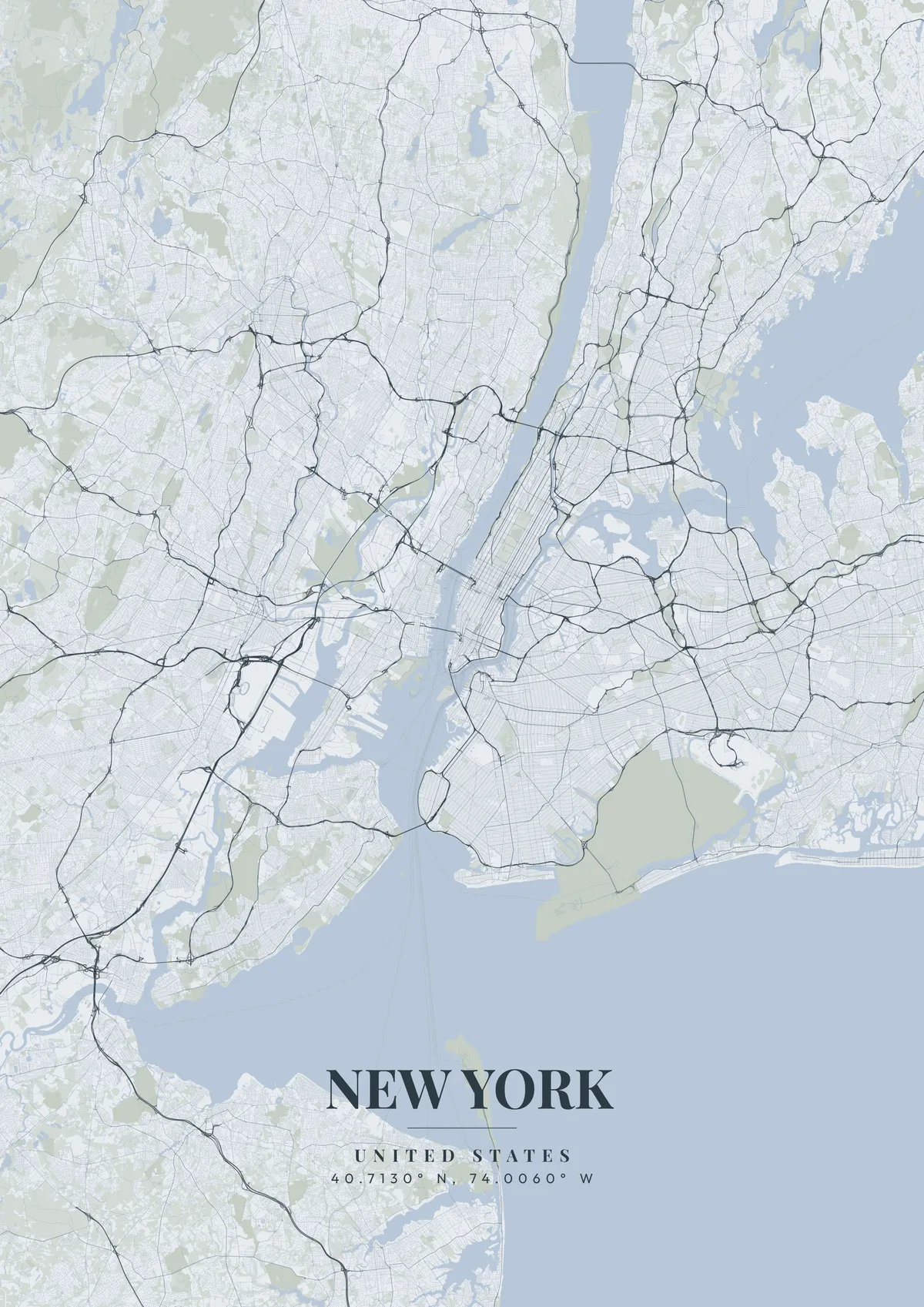 New York Nordic Fjord map poster