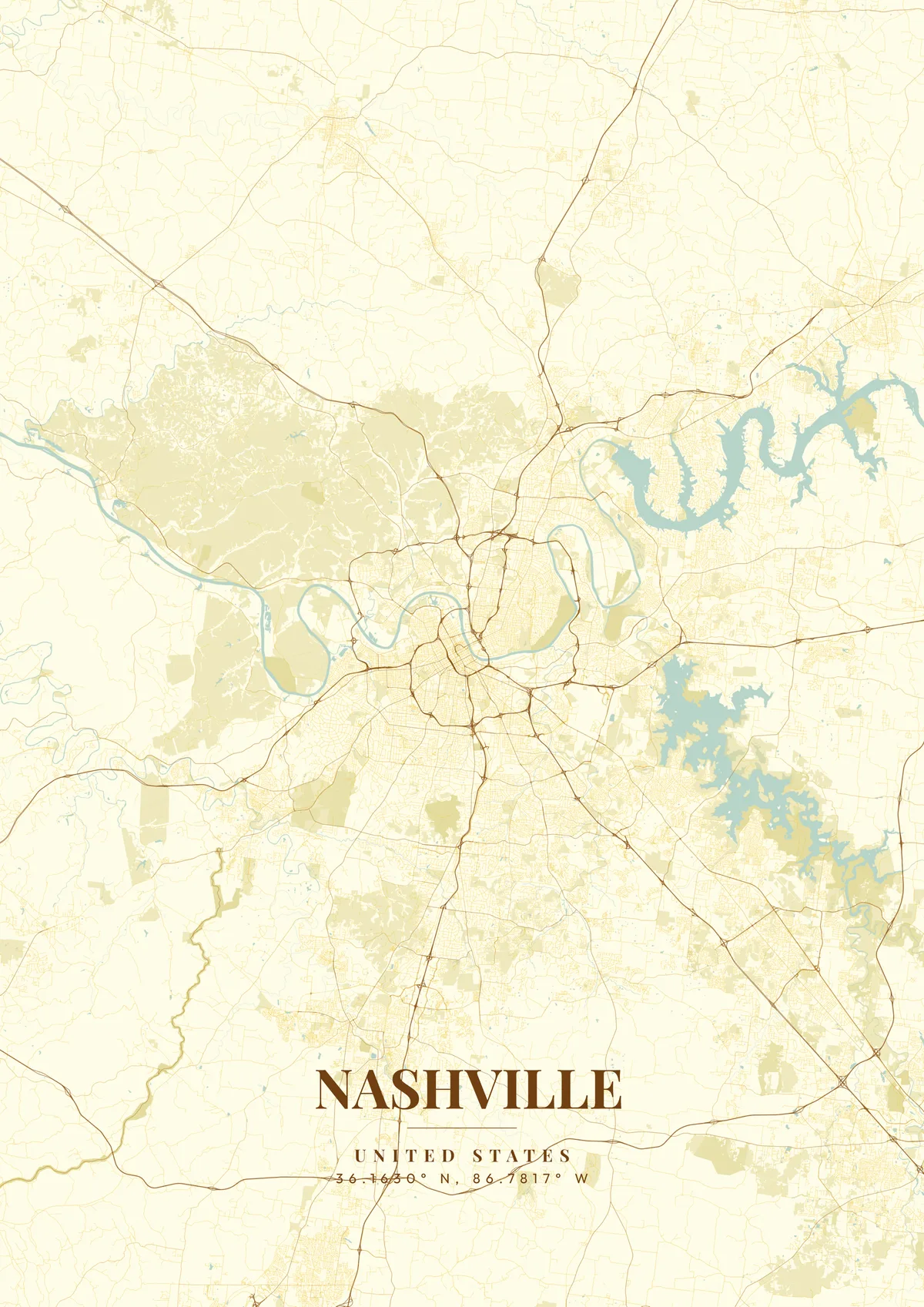 Nashville Golden Era map poster
