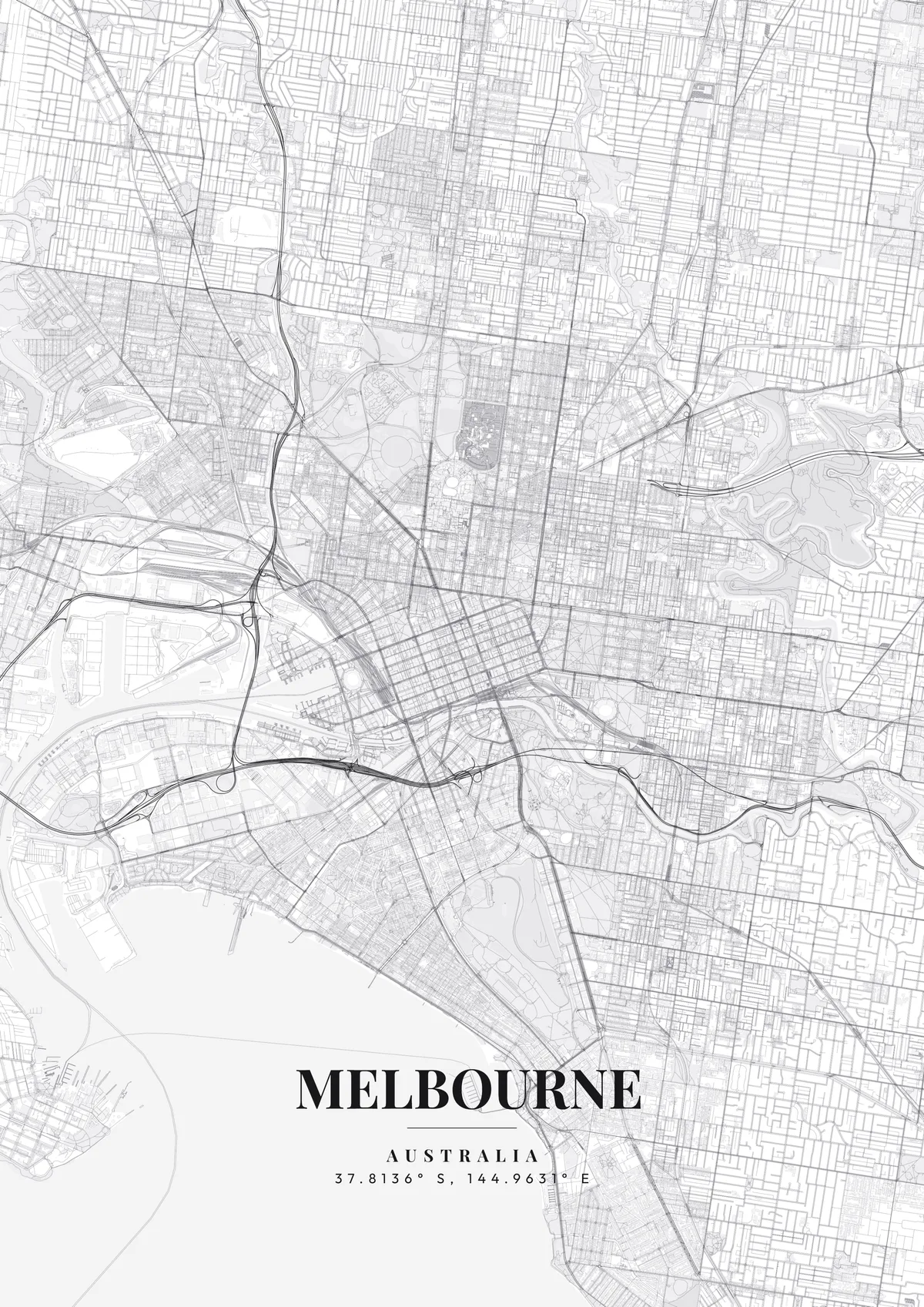 Melbourne Monochrome Pro map poster