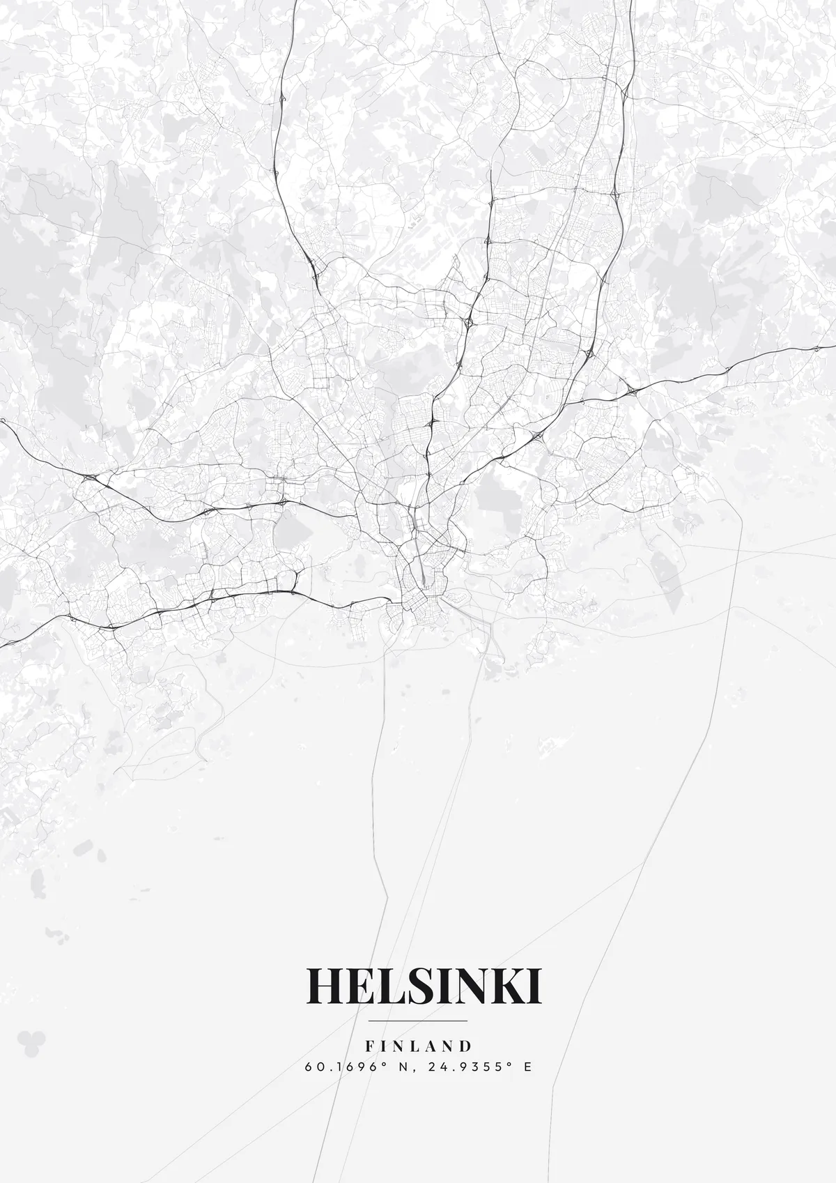 Helsinki Monochrome Pro map poster