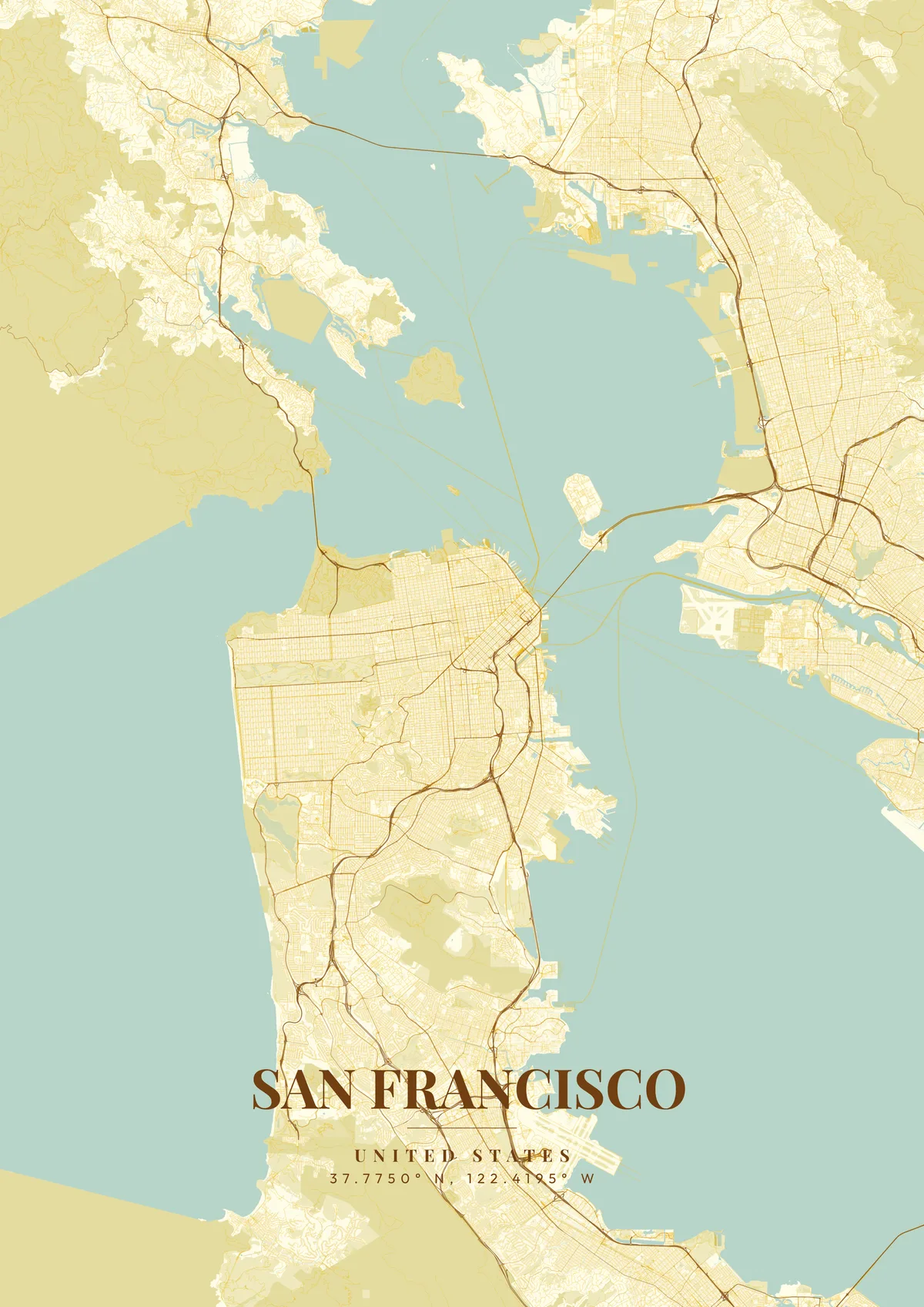 San Francisco Golden Era map poster